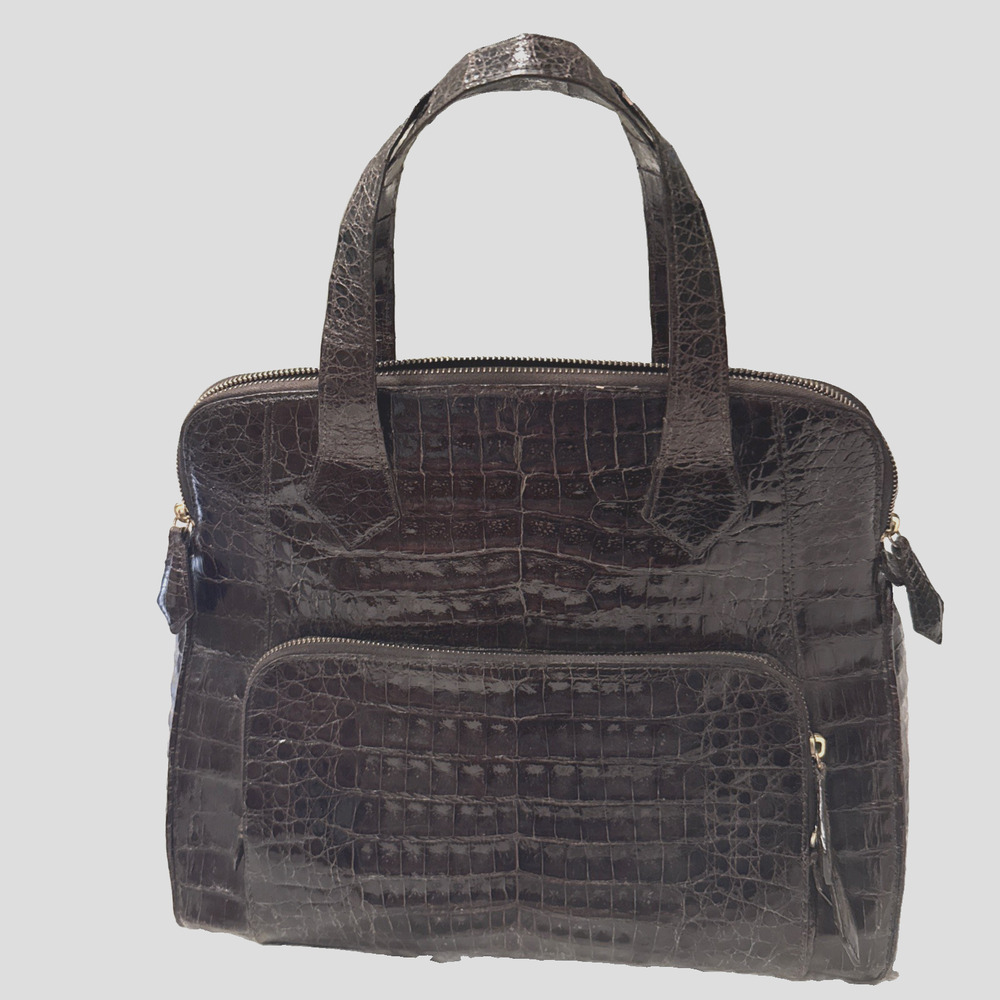 Nancy Gonzalez Crocodile Tote Bag Dark Brown Exotic Leather Medium Top Handle